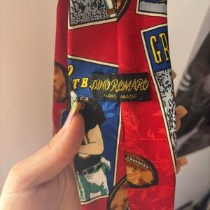 Dino Romano Red Graphic Necktie